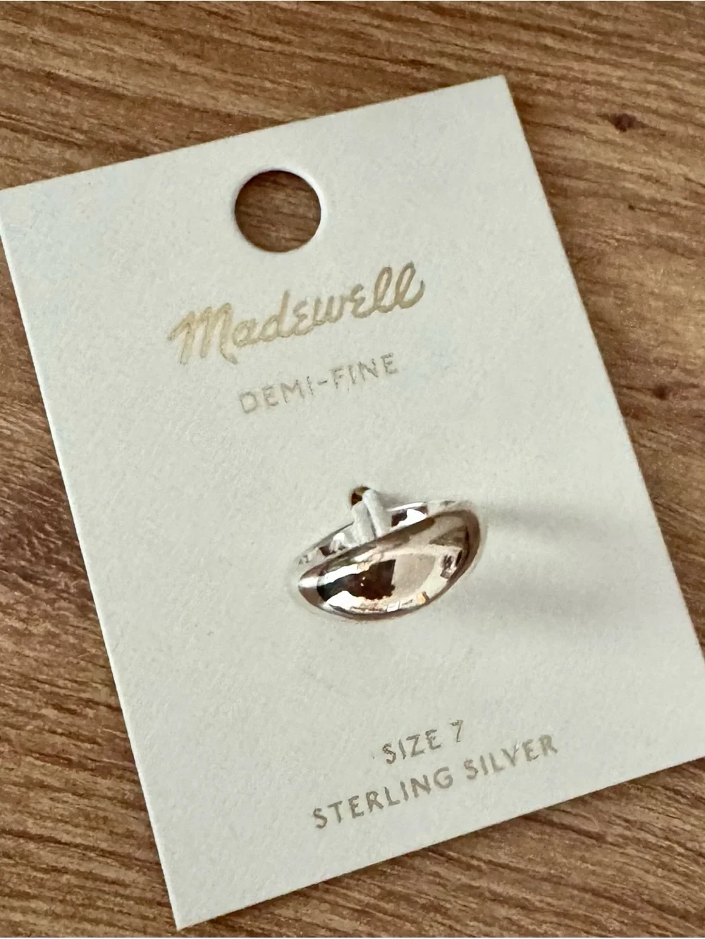 Madewell Sterling Silver Demi-Fine Dome Ring NWT Size 7 Minimalist Quality Chic